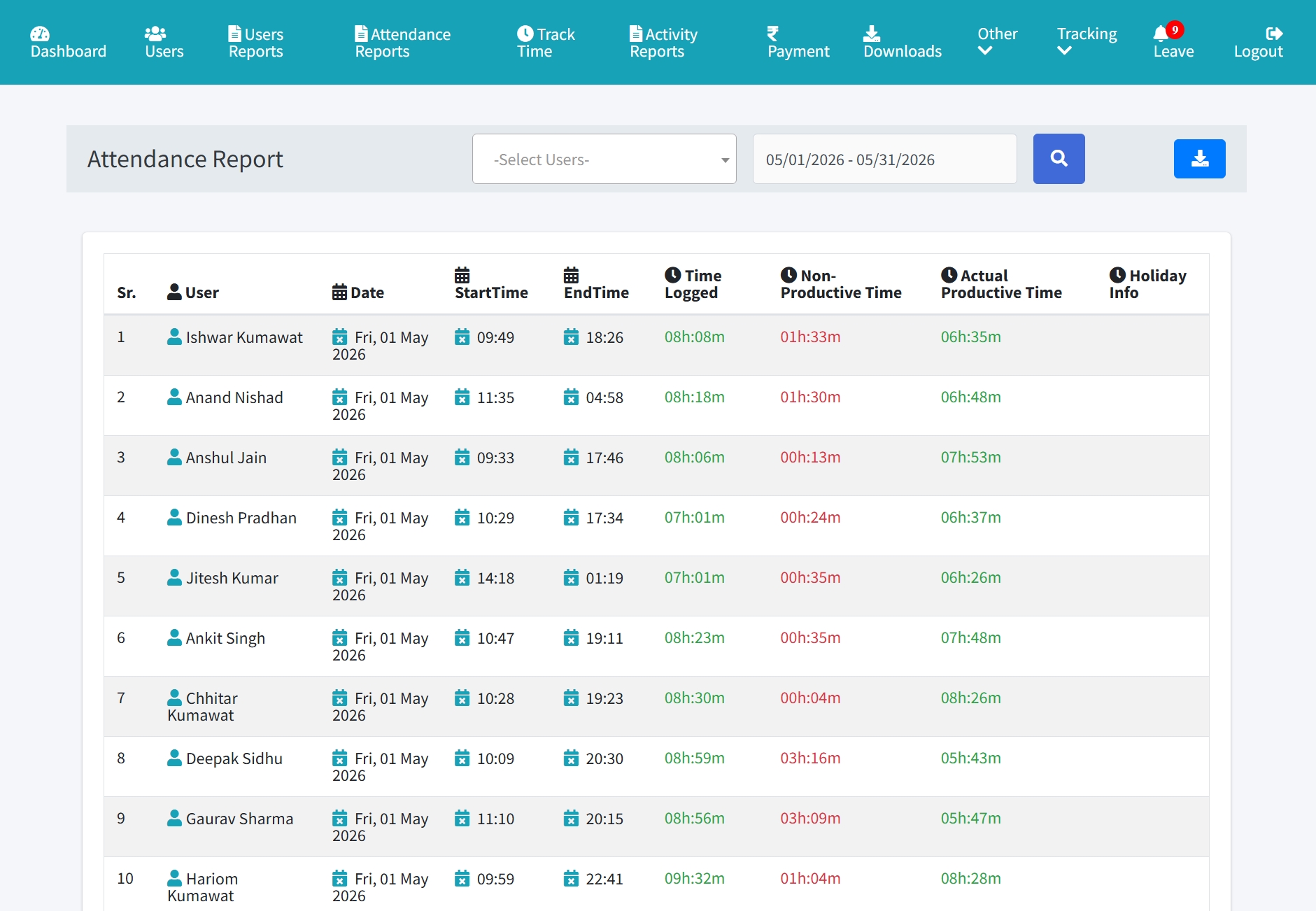 Field employee attendance tracking